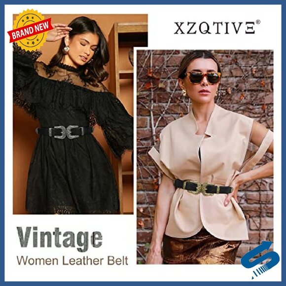 Vintage Western Leather Belt Double Buckle Adjustable Women\'s Accessory main image 8